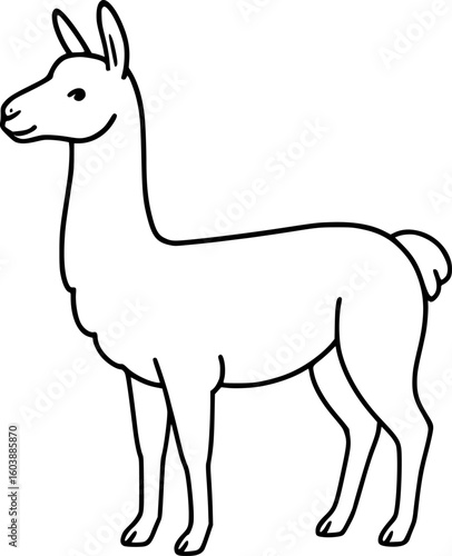 Llama Outline Icon. Minimalist Line Art Vector Illustration for Design