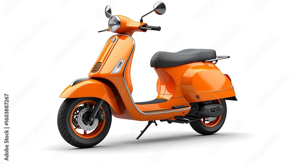 Vibrant Orange Scooter Displayed on a Clean White Background Perfect for Design Projects Vibrant Orange Scooter Displayed on a Clean White Background Perfect for Design Projects