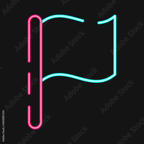 Icon surrender flag. Military and war elements. Icon in neon style.