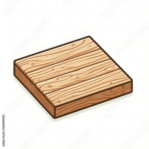 Flat Vector Wooden Panel Illustration Isolated on White Background
