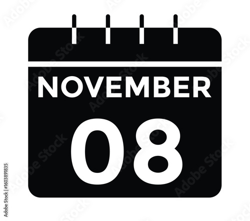 9 November, calendar date icon. 9 November Calendar Date for Deadlines or Appointment. Day, month. vector illustration.
