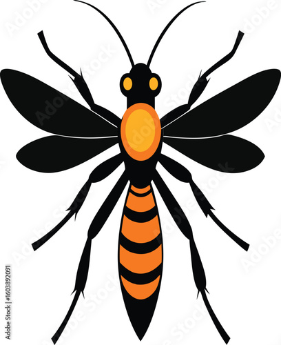 Close-up of ichneumon wasp on natural background, detailed insect photography, ichneumonidae family, parasitic wasp, macro shot for biology, nature, entomology, pollinator, wildlife free image.