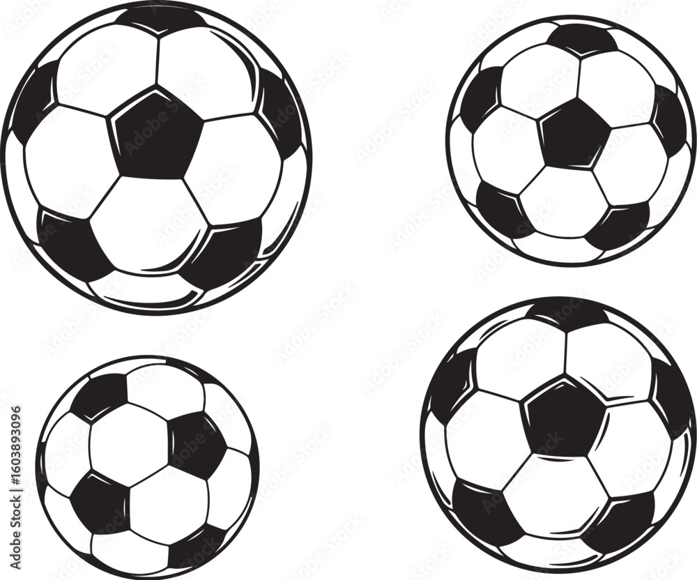 Obraz premium Classic Black and White Soccer Ball Icon – Clean Isolated Vector Design