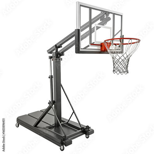 Outdoor basketball hoop with metal pole and net