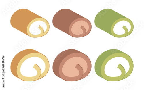 ロールケーキ　イラスト　セット