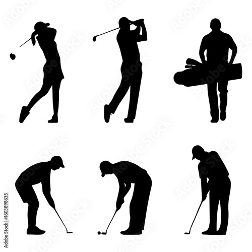 golf player silhouette vector