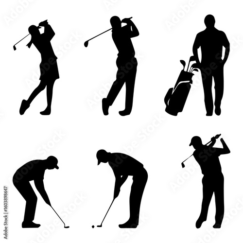 silhouettes of golf players vector