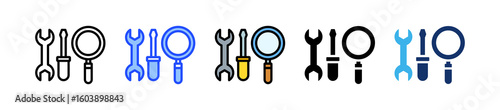Inspection Tools Icon Collection With Multiple Styles