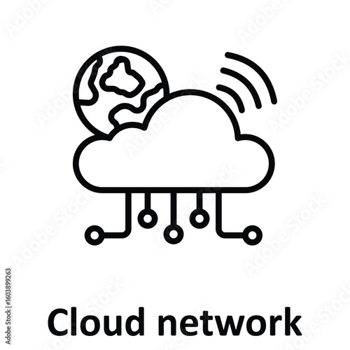 Cloud network Vector Icon which can easily modify or edit