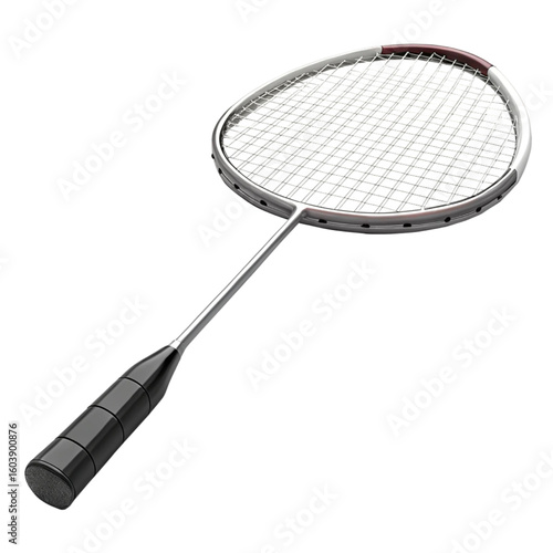 Durable black badminton racket with aerodynamic frame for professionals