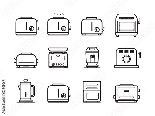 Toaster ultra minimalist 2D line art 