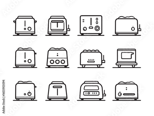 Toaster ultra minimalist 2D line art 