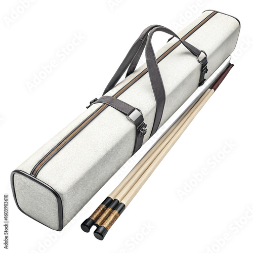 Fabric cue bag with full set of billiard equipment