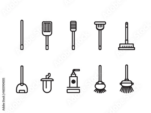 Toilet brush ultra minimalist 2D line art 