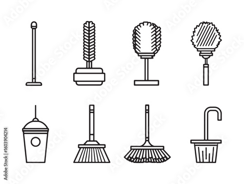 Toilet brush ultra minimalist 2D line art 