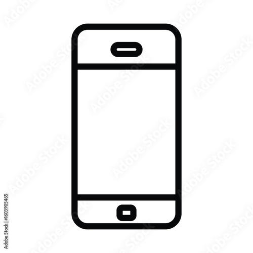A simple line drawing of a smartphone with rounded edges speaker and home button