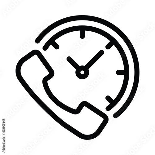 An icon of a clock overlapping a telephone receiver