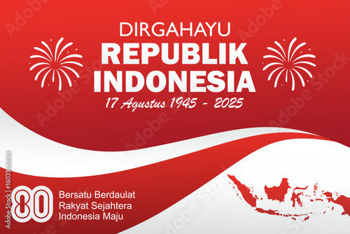 80th Anniversary Independence Day of the Republic Indonesia. 80th Indonesia logo. Dirgahayu Republik indonesia. (English translation: Indonesian independence).