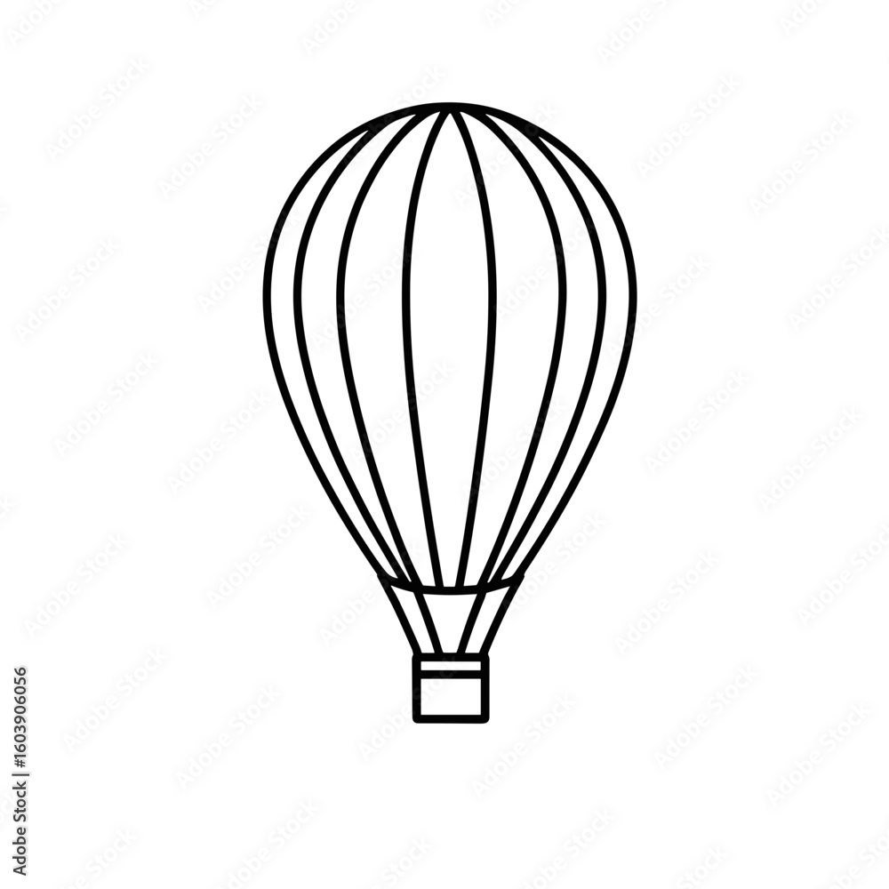 Naklejka premium Hot air balloon minimal black and white line drawing