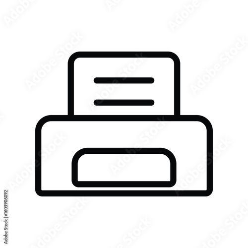 Black outline icon of a printer with paper visible in the document tray