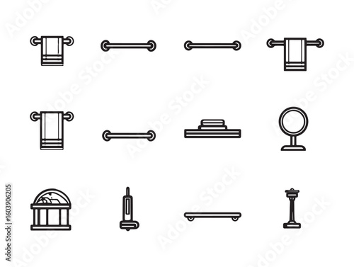 Towel bar ultra minimalist 2D line art