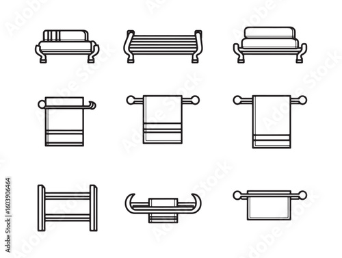 Towel rack ultra minimalist 2D line art