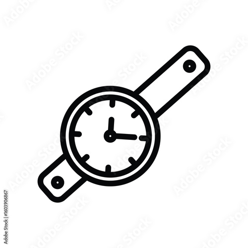 The image displays a watch with a round face and a strap on either side indicating a time of roughly 620