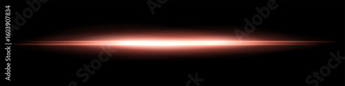 Intense horizontal beam with bright central area and wide fading glow. Clean abstract effect combining sharp and soft contrasts in one direction.
