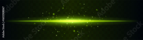 Wallpaper Mural Energy line. Thin horizontal light beam surrounded by glowing floating particles. Central burst effect creates atmospheric energy spread on transparent background. Torontodigital.ca