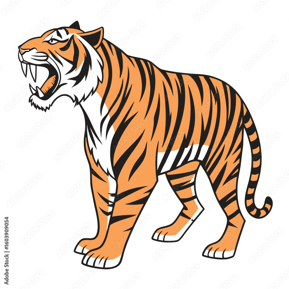 Obraz premium tiger full body vector logo silhouette.