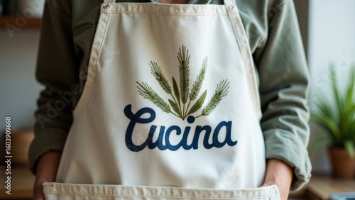 Embroidered apron decoration scene