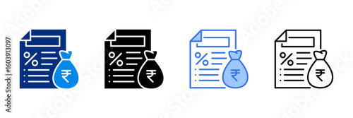 Tax Icon Set With Different Currencies