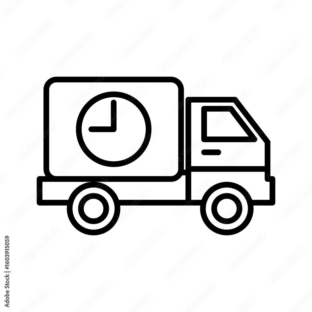 Delivery Truck with Clock Icon Express and Scheduled Shipping Vector Delivery Truck with Clock Icon Express and Scheduled Shipping Vector