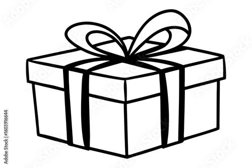 black and white gift box with ribbon