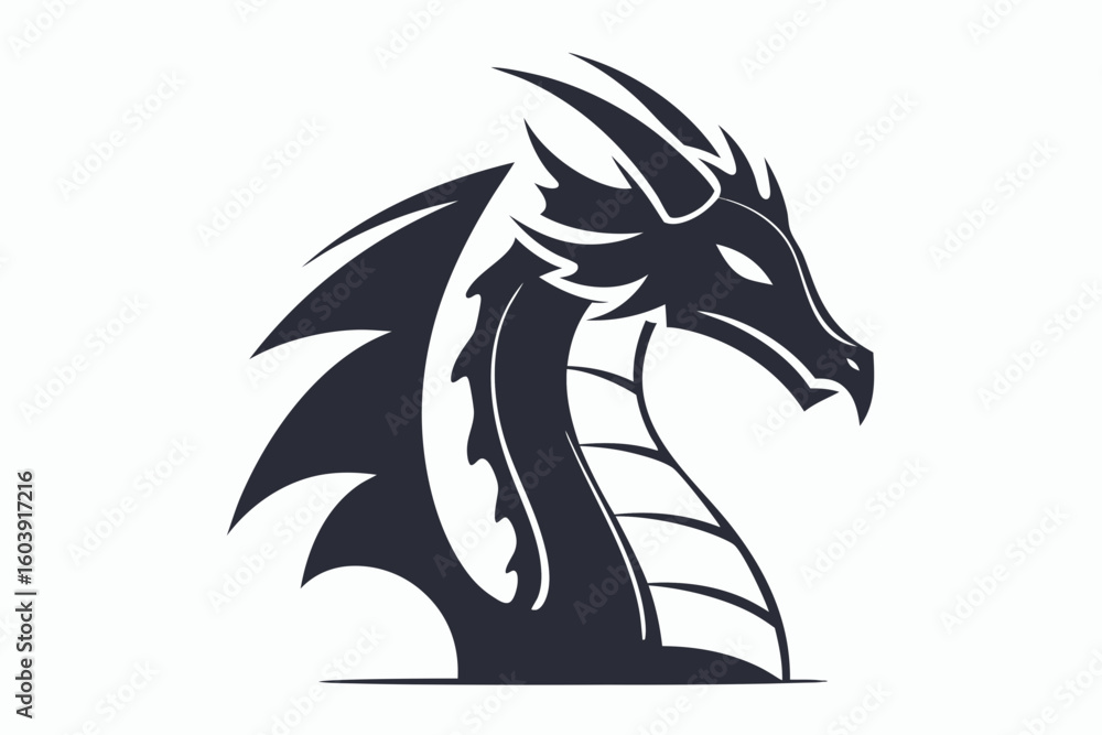 Fototapeta premium stylized dragon black and white silhouette
