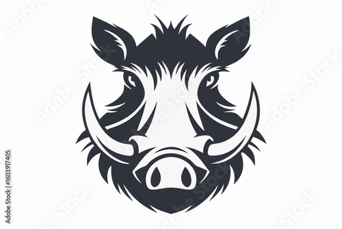 warthog head black and white silhouette