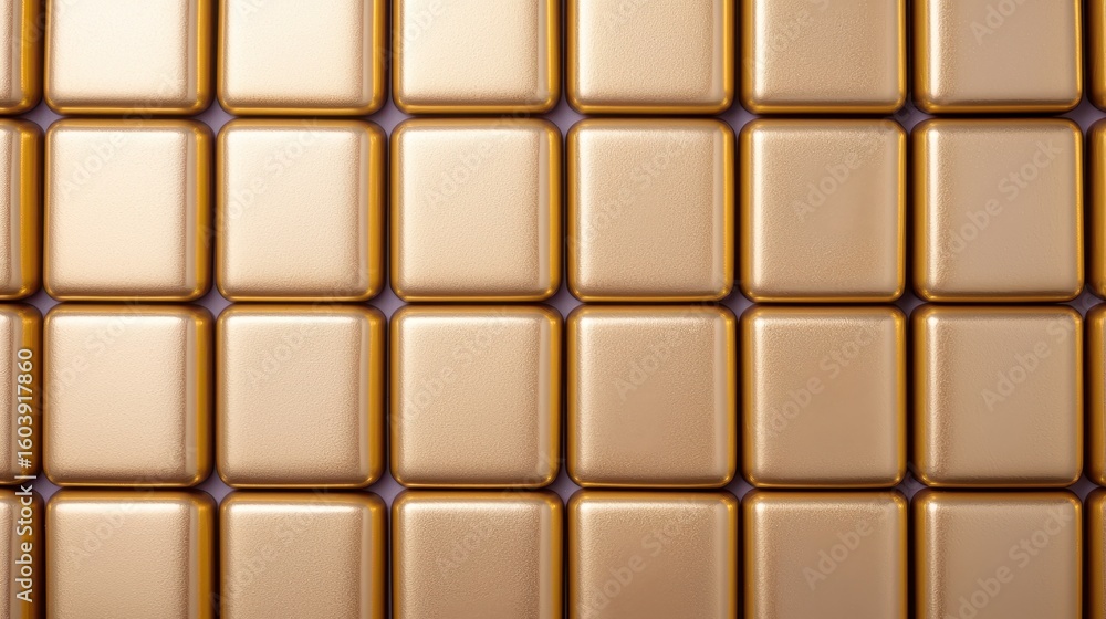 Fototapeta premium Shiny Golden Square Tiles Arranged in a Symmetrical Pattern