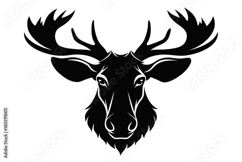 moose head black and white silhouette