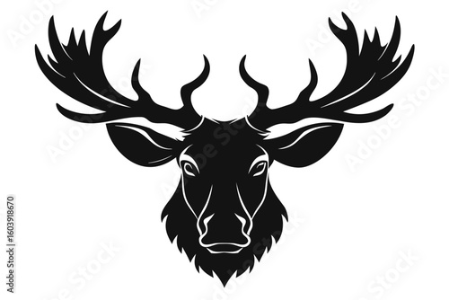 moose head black and white silhouette