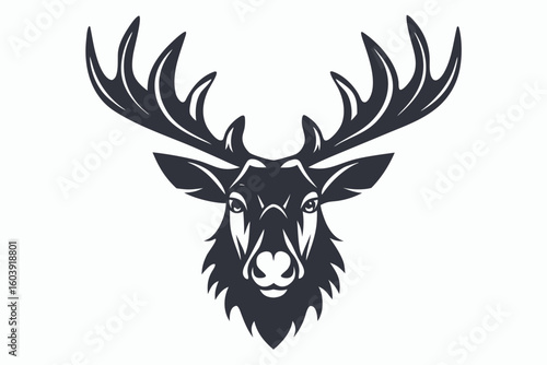 moose head black and white silhouette