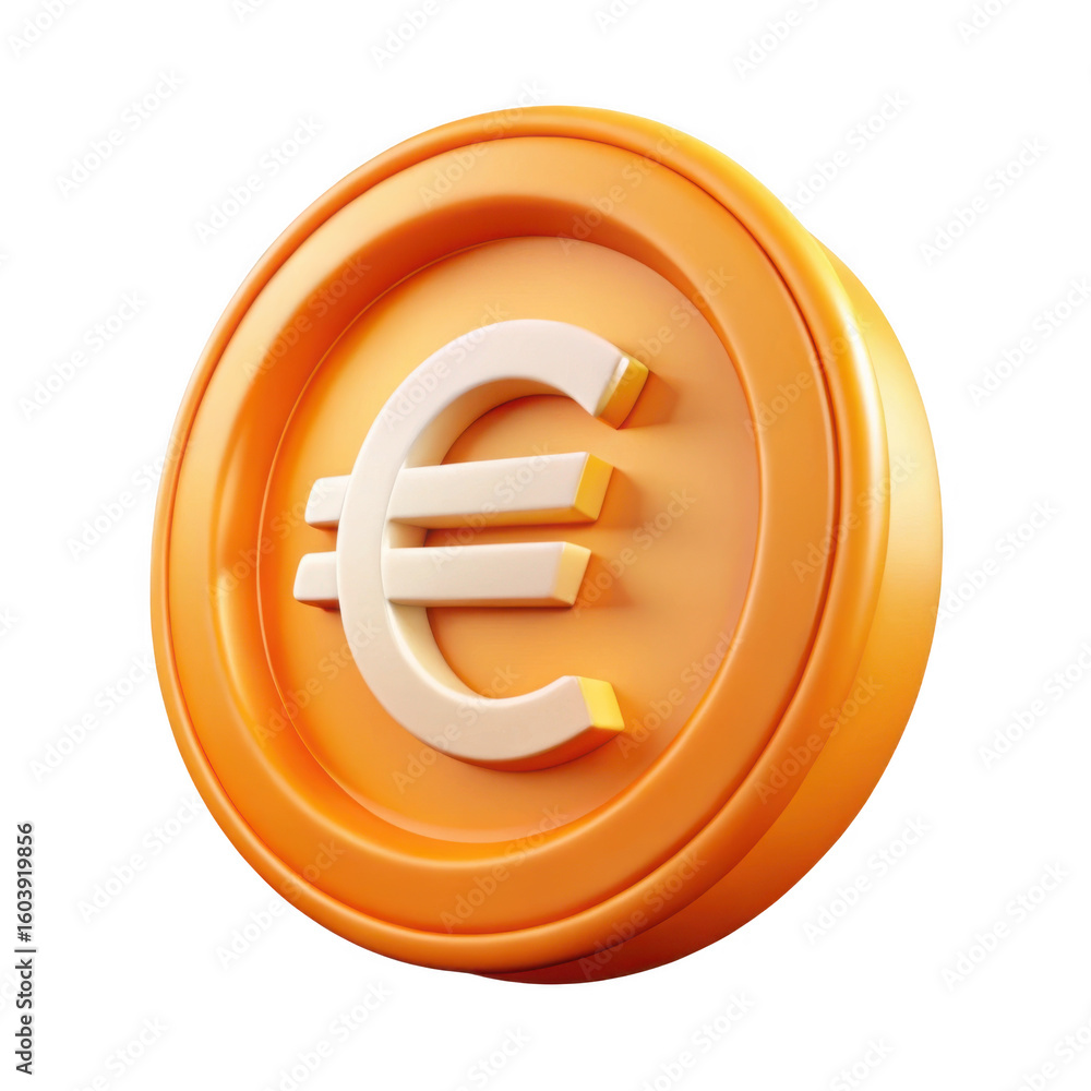 Obraz premium 3d euro coin isolated on transparent background