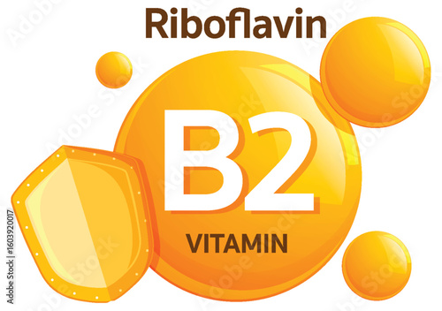 Vitamin B2 Riboflavin Icon with Protective Shield