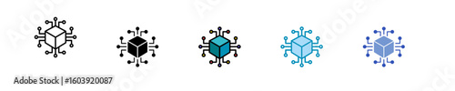 Blockchain Technology  Icon Set Multiple Style Collection