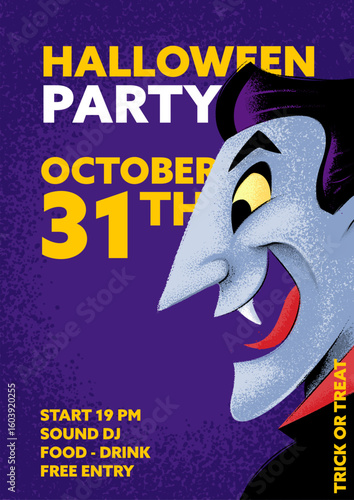 halloween party poster with vampire