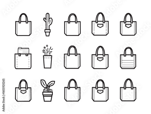 Upcycled Denim Tote Bag Ultra Minimalist 2D Line Art