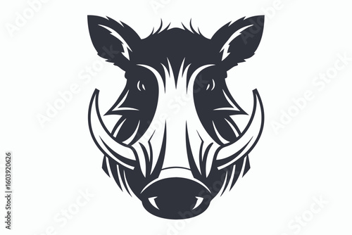 Tableau sur toile warthog head black and white silhouette