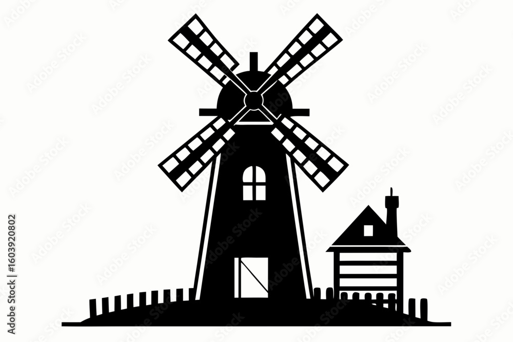 Fototapeta premium windmill silhouette vector