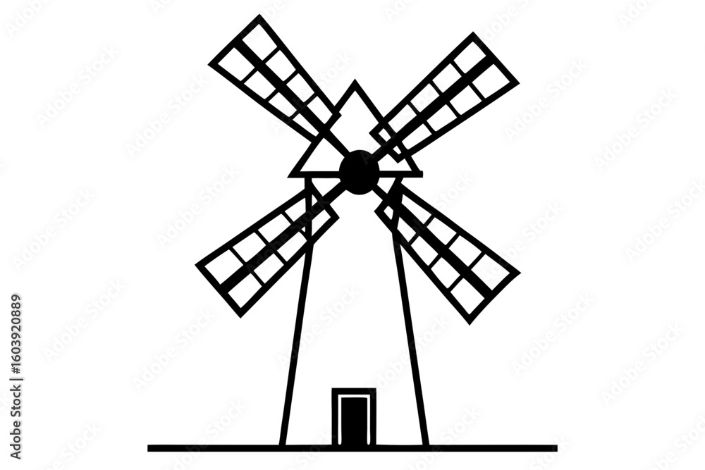 Obraz premium windmill silhouette vector