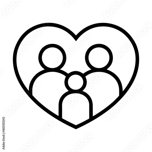 family icon child with parents heart shape vector design