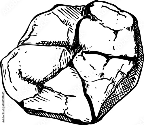 Poria Cocos mushroom sketch. Medicinal Mushroom Hand-Drawn Vector Illustration. Alternative medicine. Fu Ling. NOT AI generated